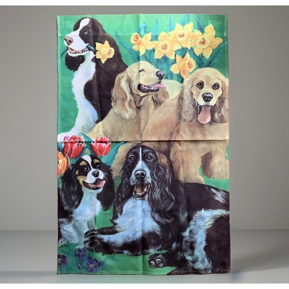 Toland Home Garden Spaniel Dogs Spring Floral Decorative Yard Flag USA